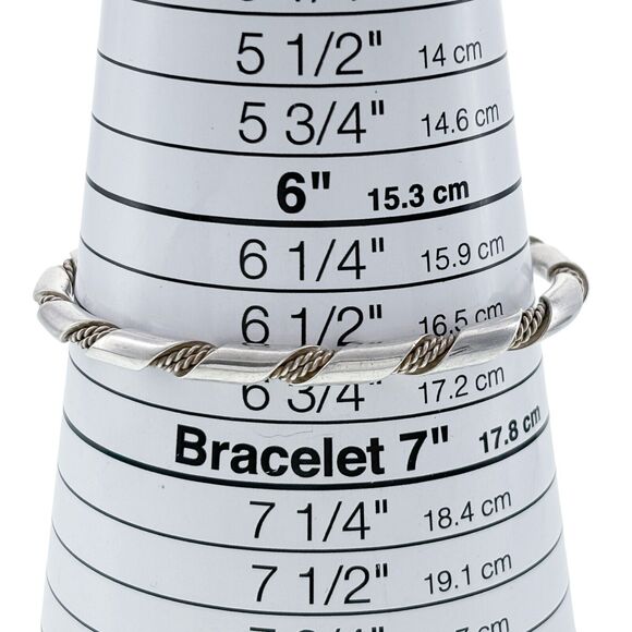 Vintage Southwestern Sterling Silver 925 Twisted Rope Cuff Bracelet 6.5" - Picture 3 of 5